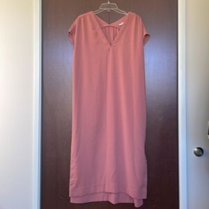 Mauve V-Neck Midi Dress